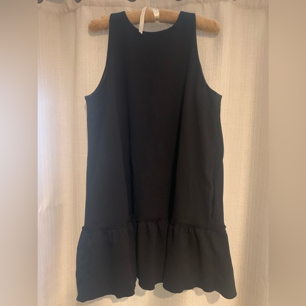 Elegant Black Ruffle Hem Dress